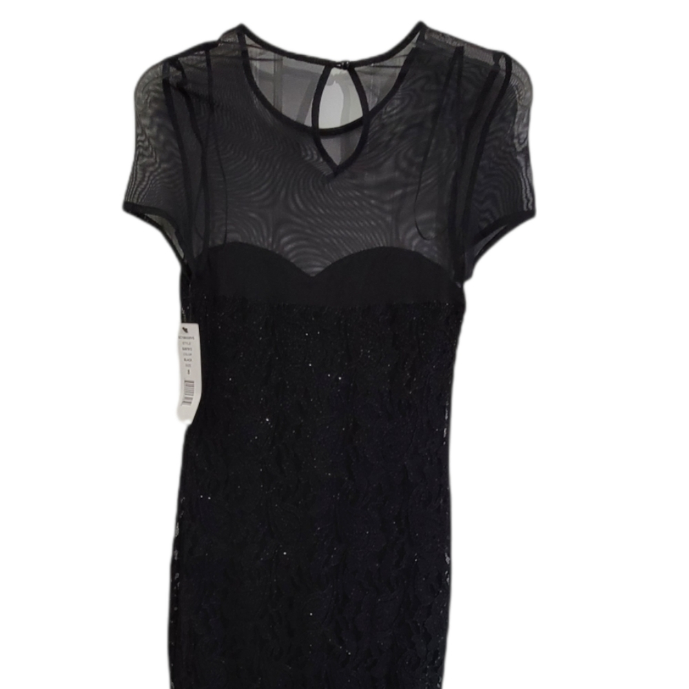 Scarlett Black Mesh Sheer Collar Cocktail Shimmery Dress Size‎ 8